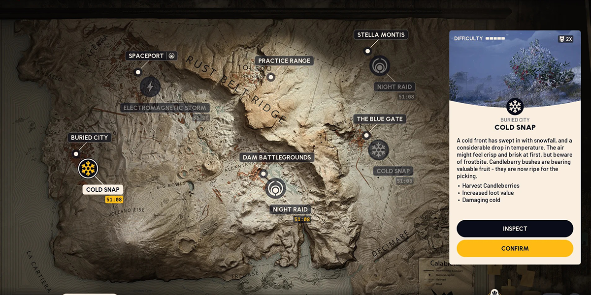 ARC Raiders Cold Snap Map Selection