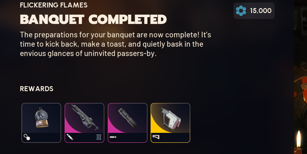 Candleberry Banquet Project Rewards