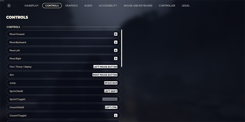 Arc Raiders controls menu interface