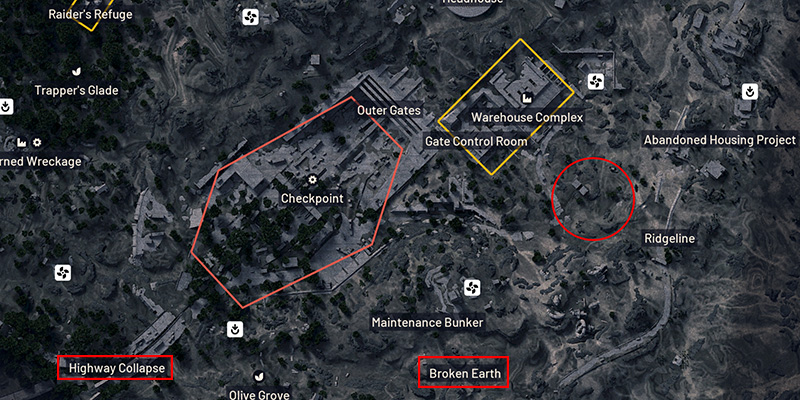 Blue Gate map showing quest locations