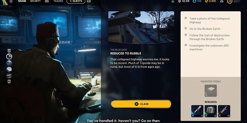 Quest completion screen