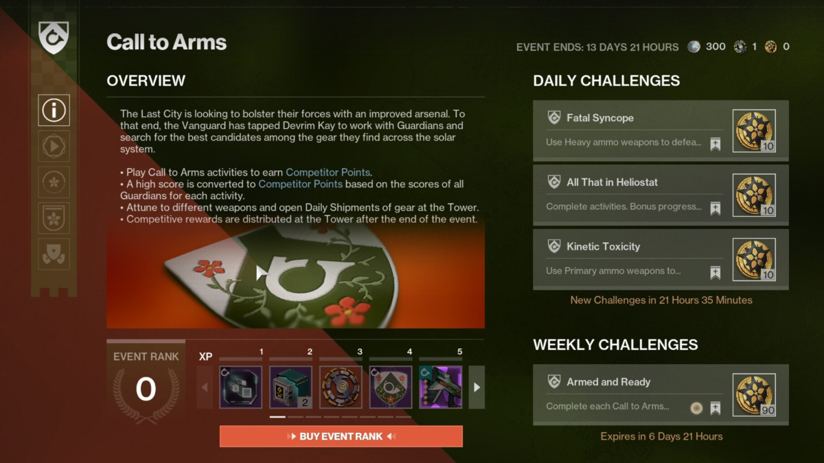 Call to Arms Reward Track