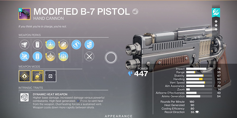 Modified B-7 Pistol Destiny 2