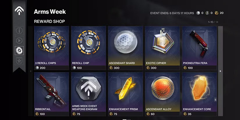 Destiny 2 Arms Week Rewards