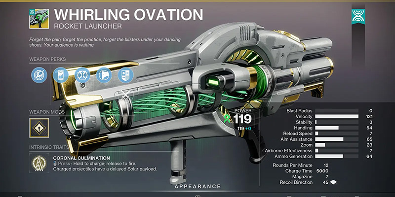 Whirling Ovation perk configuration