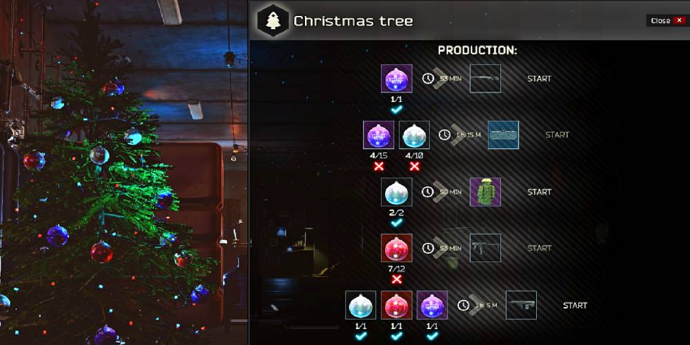 Christmas tree hideout crafting station