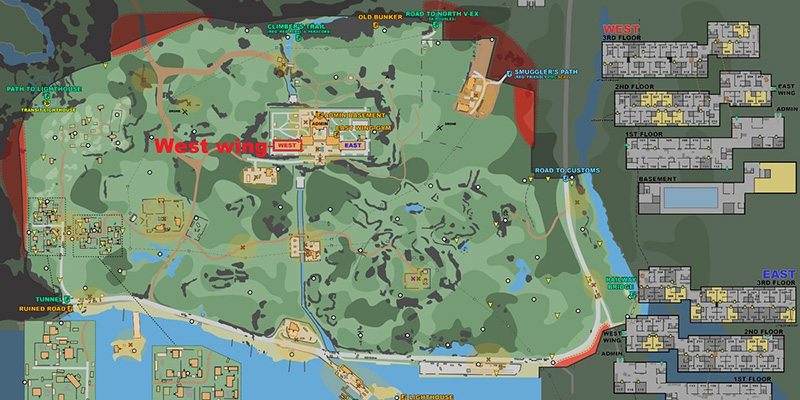 Escape from Tarkov Labyrinth Map Layout
