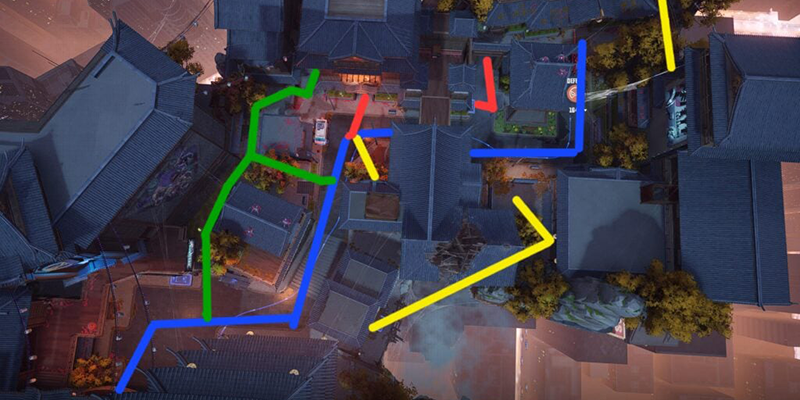 Zone 1 spawn area showing multiple route options
