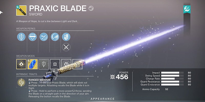Destiny 2 Renegades Praxic Blade