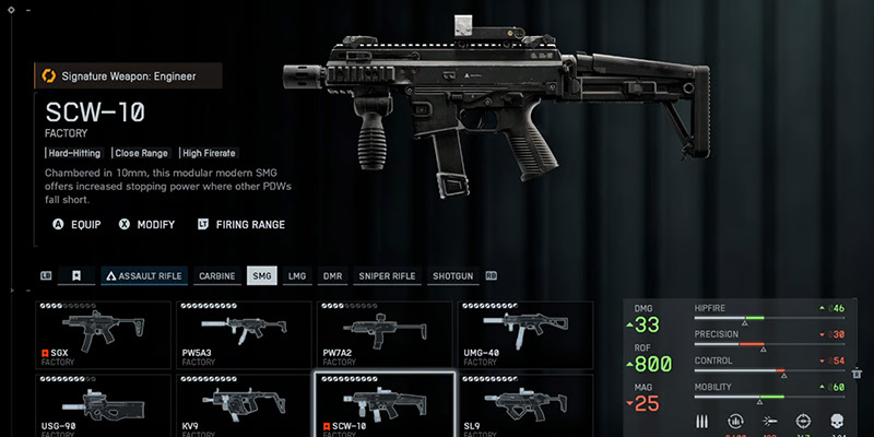 SCW-10 weapon overview in Battlefield 6