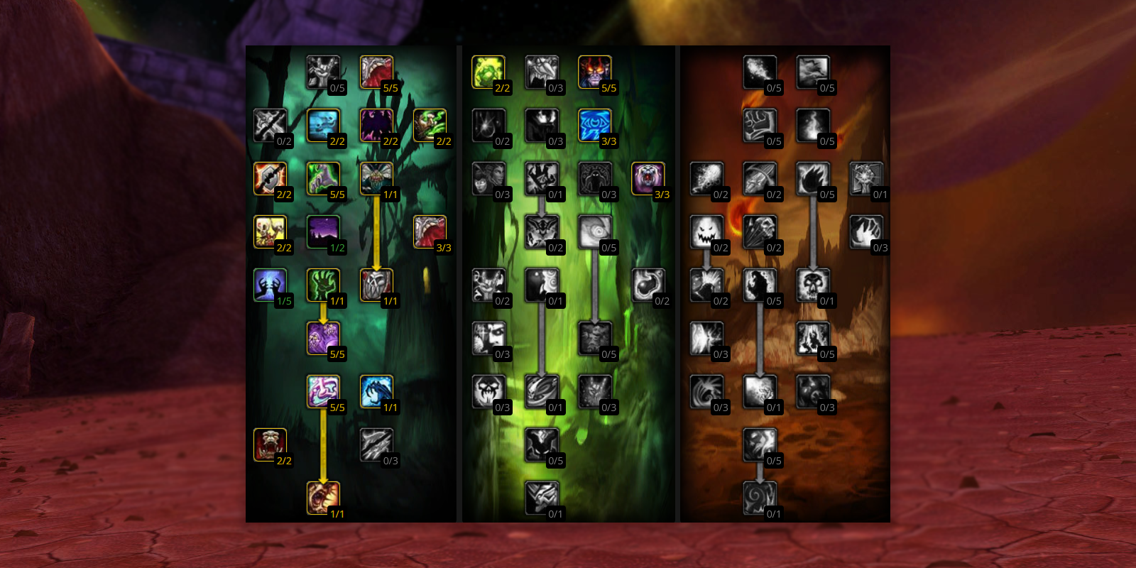 Warlock talent tree interface