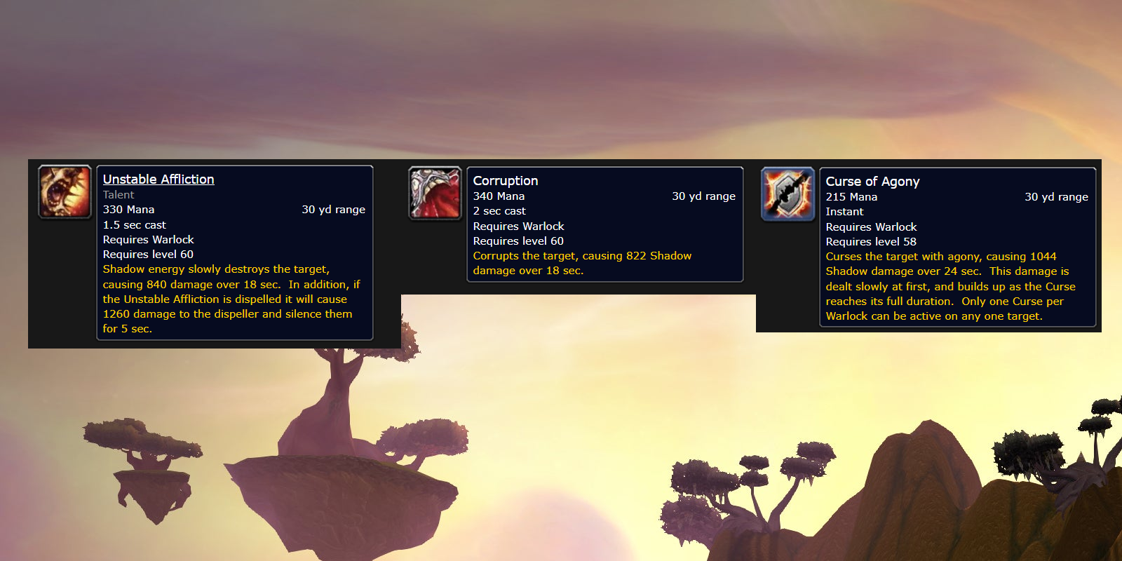 TBC Affliction Warlock casting shadow magic