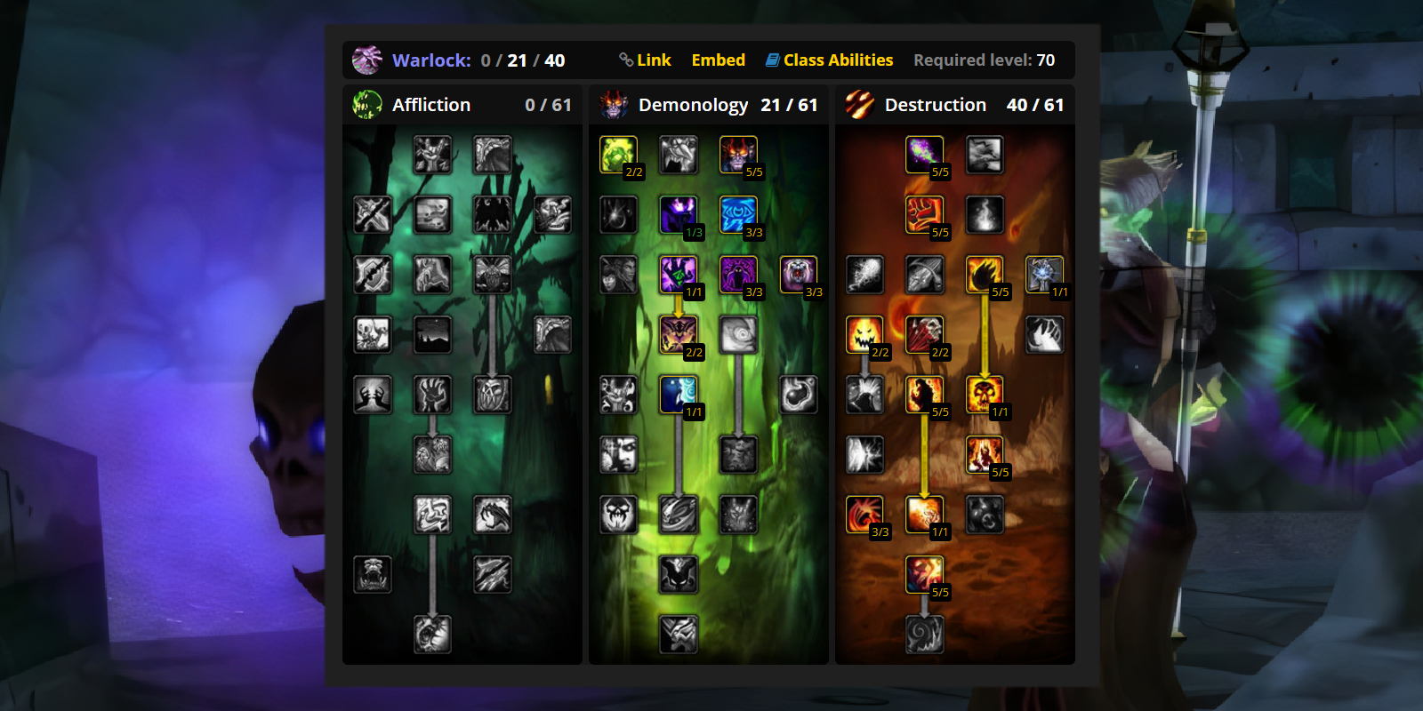 TBC Destruction Warlock Talent Build
