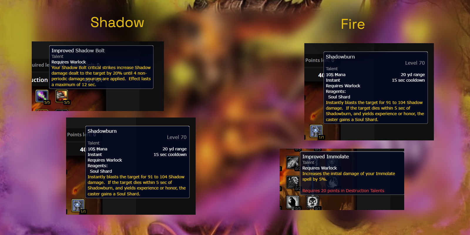 Destruction Warlock Talent Tree TBC