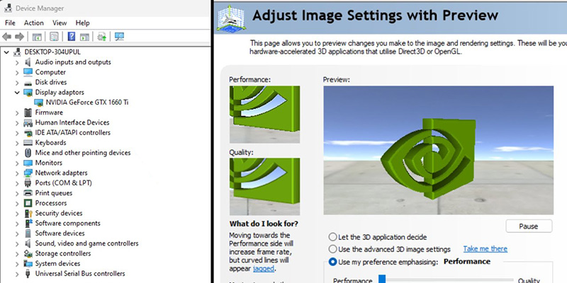 Nvidia Control Panel 3D Settings interface