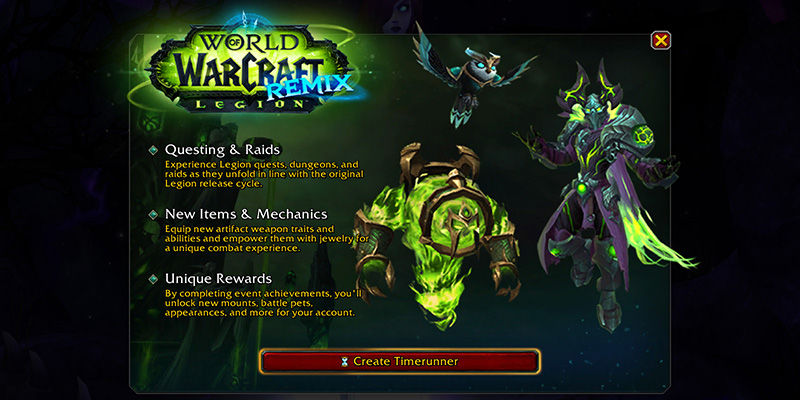 WoW Legion Remix Timerunning Event