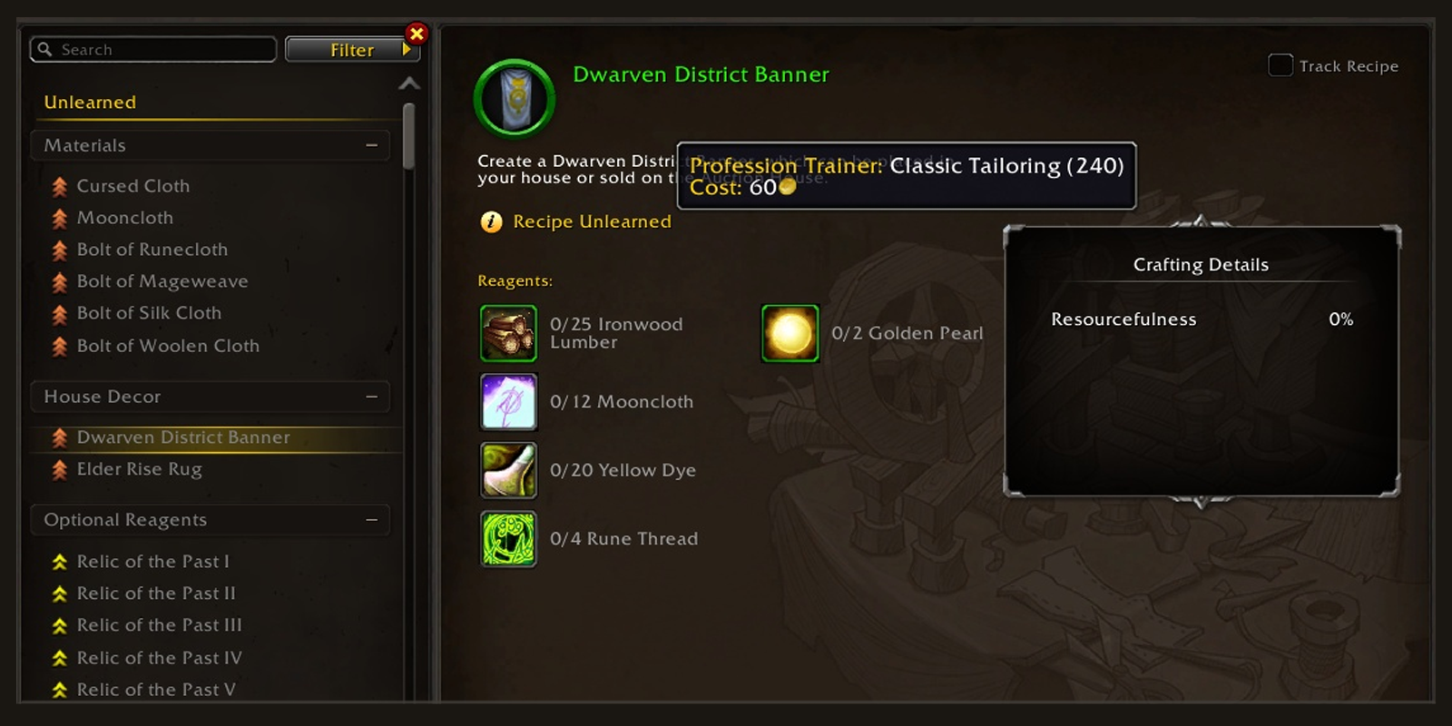 World of Warcraft Player Housing System