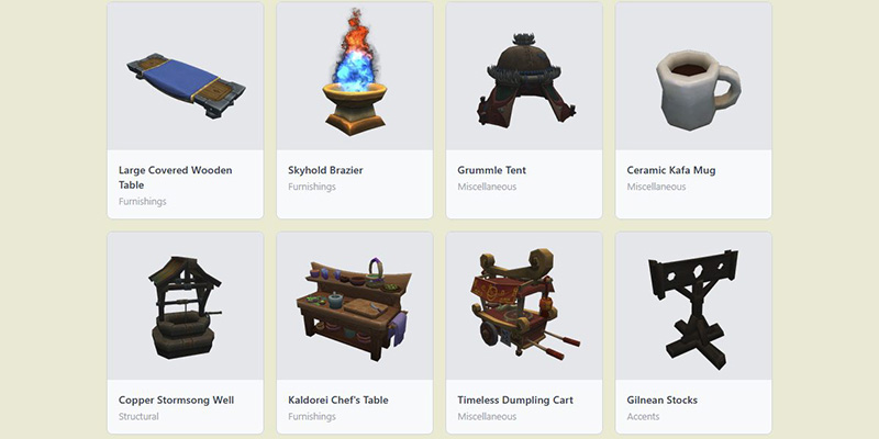 WoW Housing Decor Items