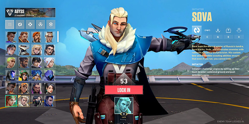 Valorant agent selection screen