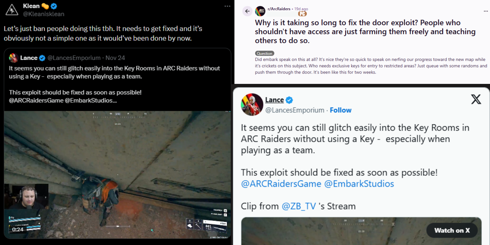 Arc Raiders community reaction to door exploit