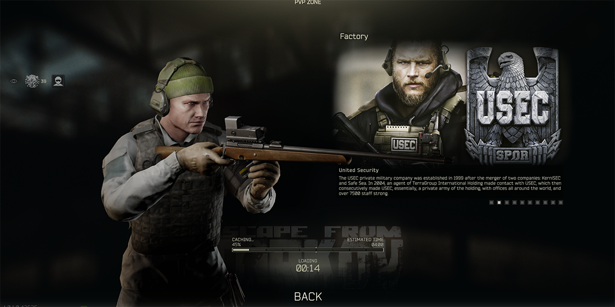 Escape from Tarkov Matchmaking Screen