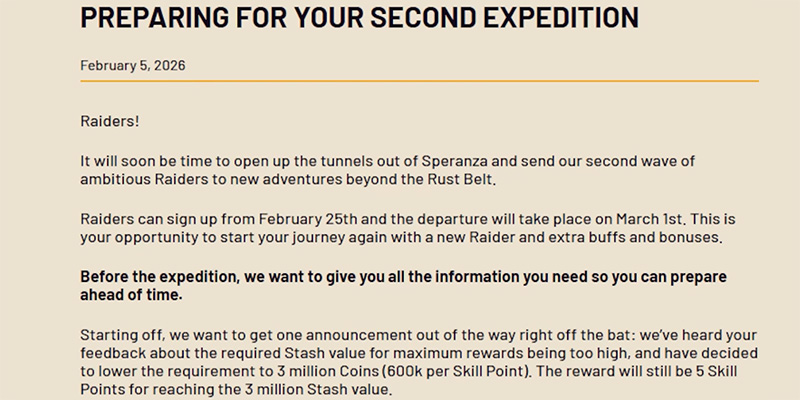 Arc Raiders Second Expedition Announcement