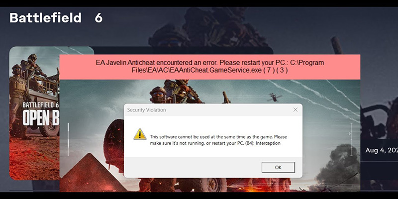 Battlefield 6 Security Violation Error Message