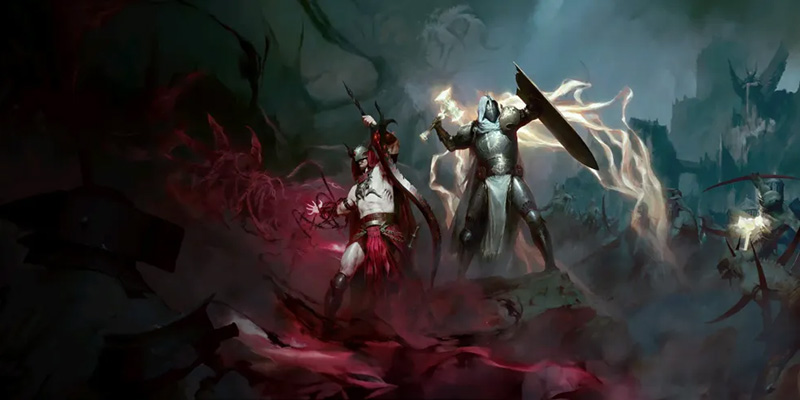 Leaked concept art showing the rumored Warlock class alongside the Paladin in Diablo 4 Lord of Hatred