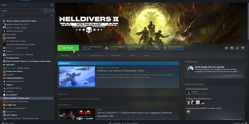 Steam library interface