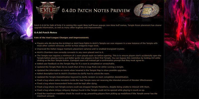 Path of Exile 2 Patch 0.4.0d Overview