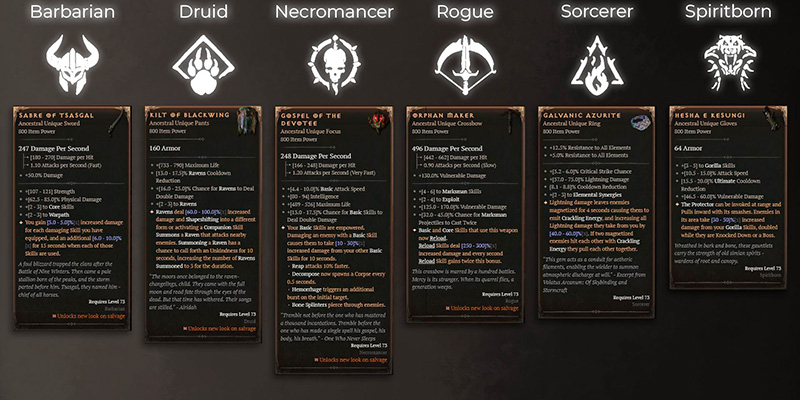 Diablo 4 Season 11 New Uniques