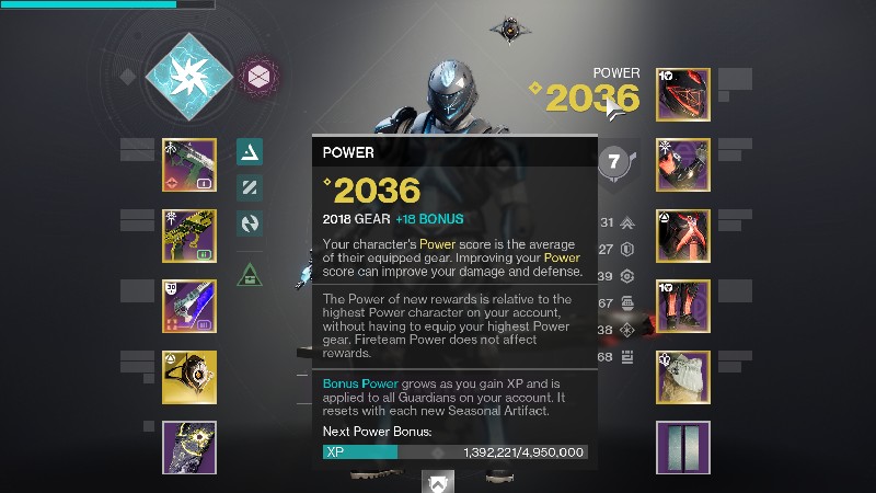 Guardian Power Level Screen