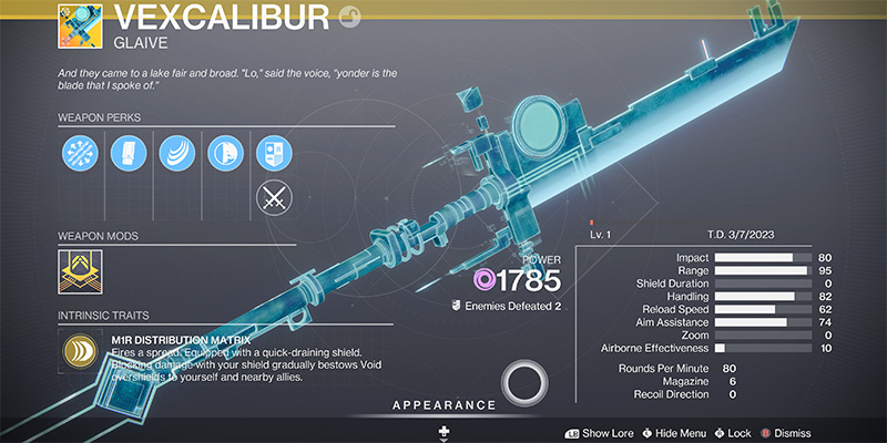Vexcalibur Exotic Glaive