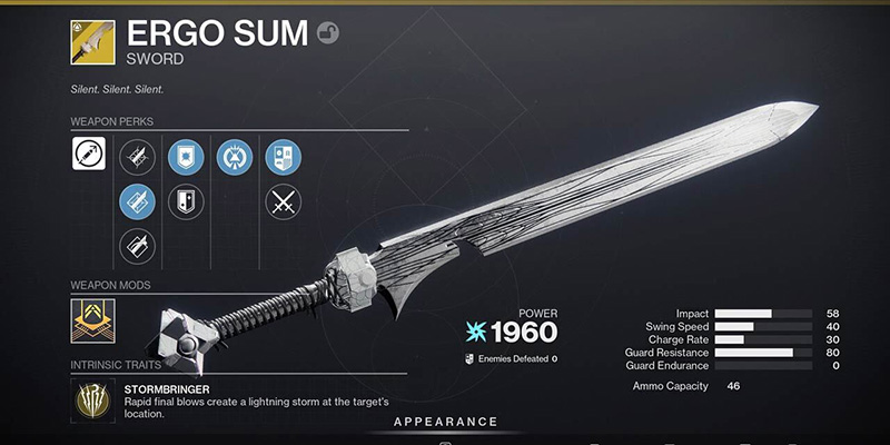 Ergo Sum Exotic Sword