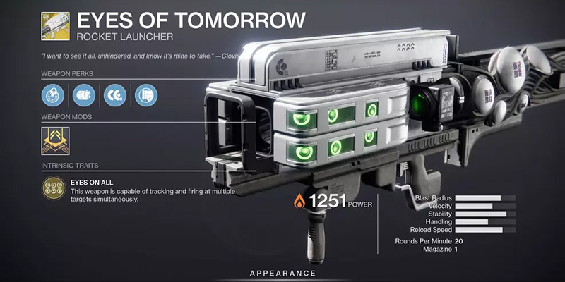 Eyes of Tomorrow Exotic Rocket Launcher