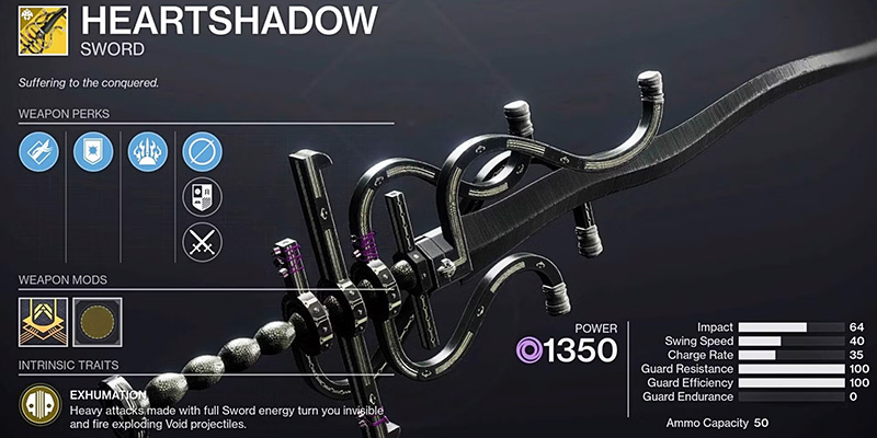 Heartshadow Exotic Sword