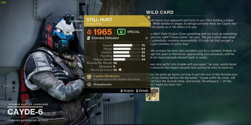 Receiving Still Hunt from Cayde