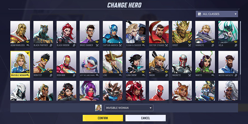 Hero Selection Screen