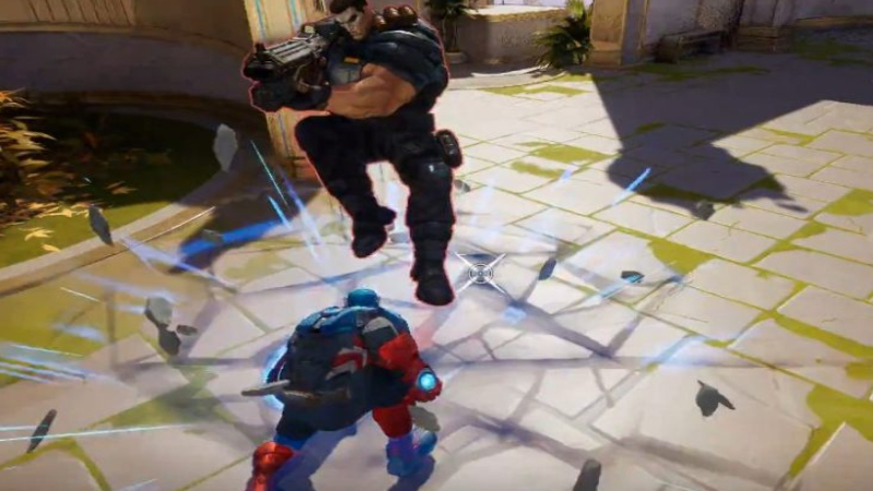 Captain America diving into enemy backline
