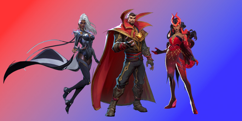 Storm, Scarlet Witch, and Doctor Strange team composition