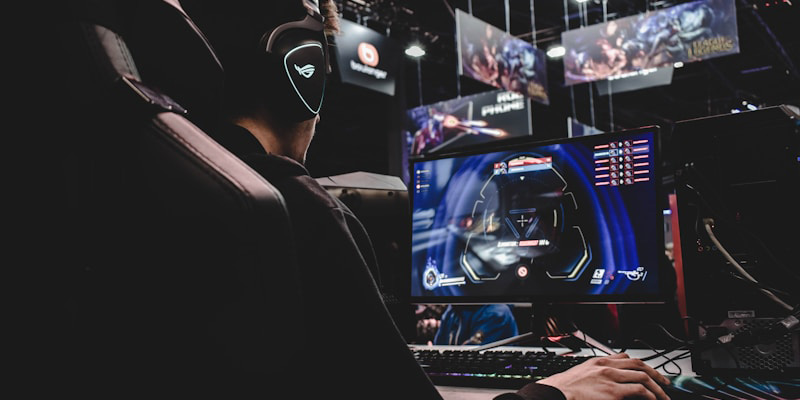 Professional gaming setup with keyboard, mouse and controller