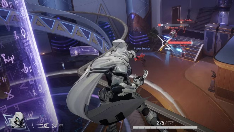 Moon Knight in action with bouncing projectiles