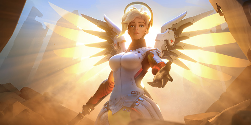 Mercy using Guardian Angel