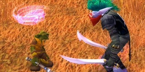 Rogue using the Gouge + Bandage technique to heal during combat in WoW Classic Hardcore