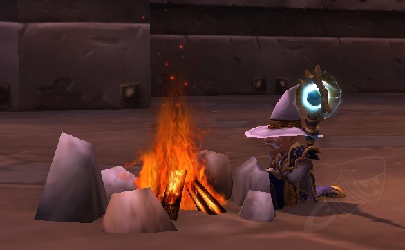 Players gathering around a Bright Campfire