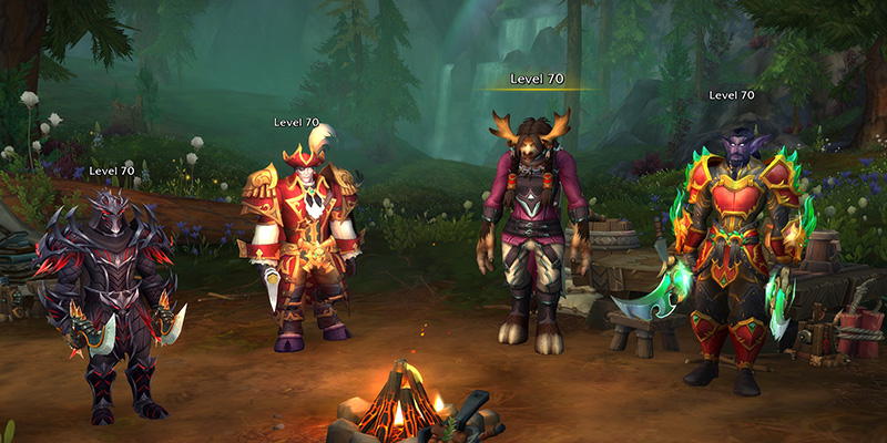 Players gathering around a Bright Campfire