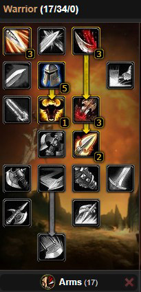Warrior talent tree showing Arms spec