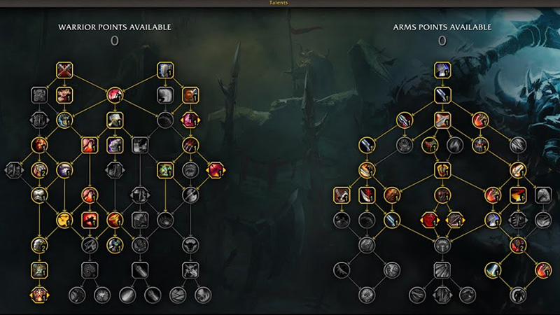 Warrior talent tree showing Arms spec