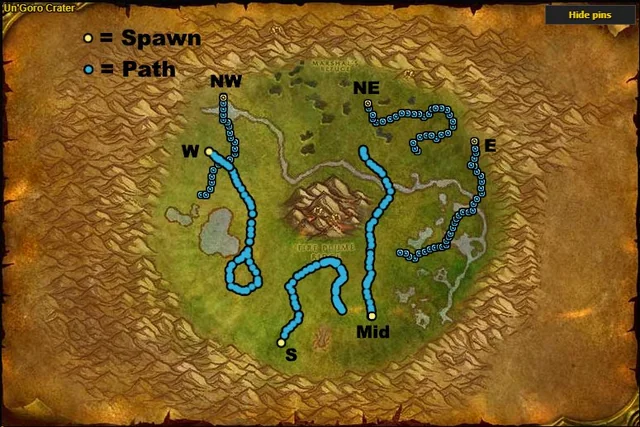Devilsaur Spawn Points in Un'Goro Crater