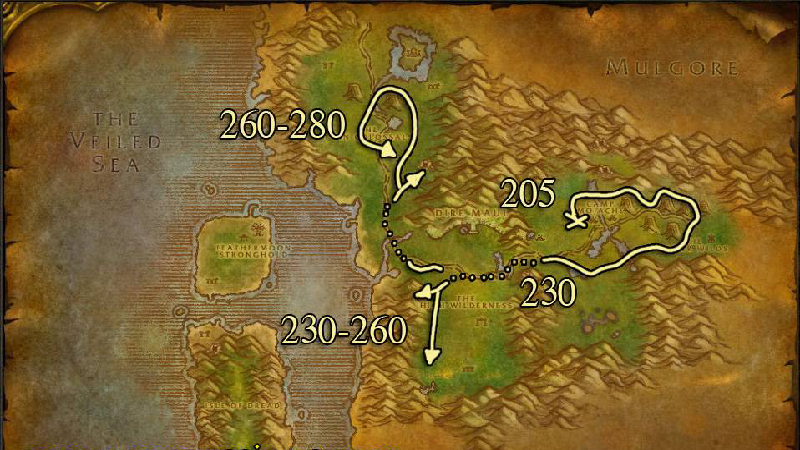 Feralas Skinning Route 205-280